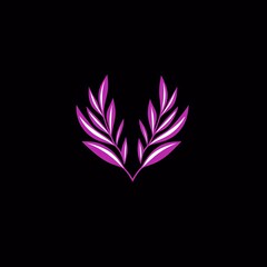 Obraz premium Elegant Purple Floral Design, V-Shaped Botanical Emblem