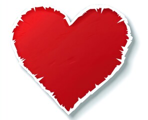 Torn-edge red heart shape on white background.