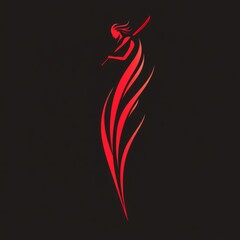 Fiery Female Warrior Abstract Art Design