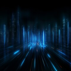 Futuristic Cityscape Digital Skyline and Data Streams