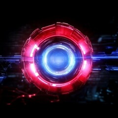 Futuristic Red Blue Circular Technology Interface