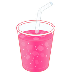 ピンクのストロベリーソーダのイラスト