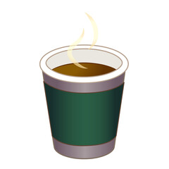 紙コップに入ったテイクアウトの温かいコーヒーのイラスト