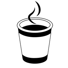 コンビニの温かいコーヒーのイラスト　白黒