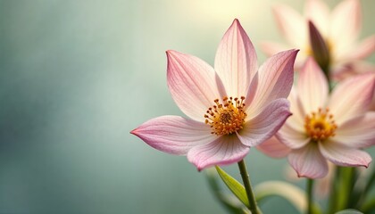 Fototapeta premium Close-up of serene pink flowers with delicate petals and soft focus background