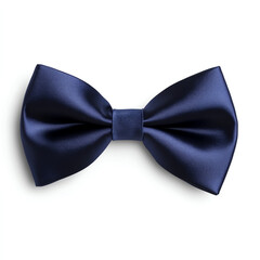 Elegant navy blue satin bow tie, perfect for formal occasions and stylish outfits.