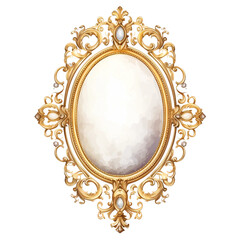 Antique Gold Ornate Oval Mirror. Concept of luxury, elegance, and vintage.
