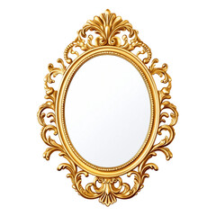 Antique Gold Oval Mirror with Ornate Frame. Concept of luxury, elegance, and classic style.