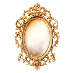Antique Gold Ornate Oval Mirror. Concept of luxury, elegance, and vintage.