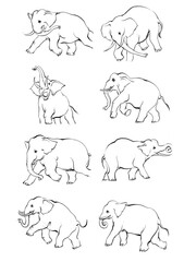 Elephant sketch hand drawn in doodle style Vector illustration Wild animals
