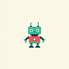 Fototapeta premium Happy Little Robot Character Design Illustration