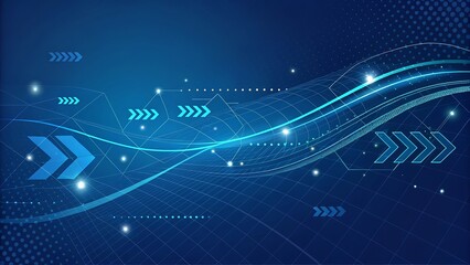 Obraz premium High-Tech Blue Arrows with Digital Flow Design
