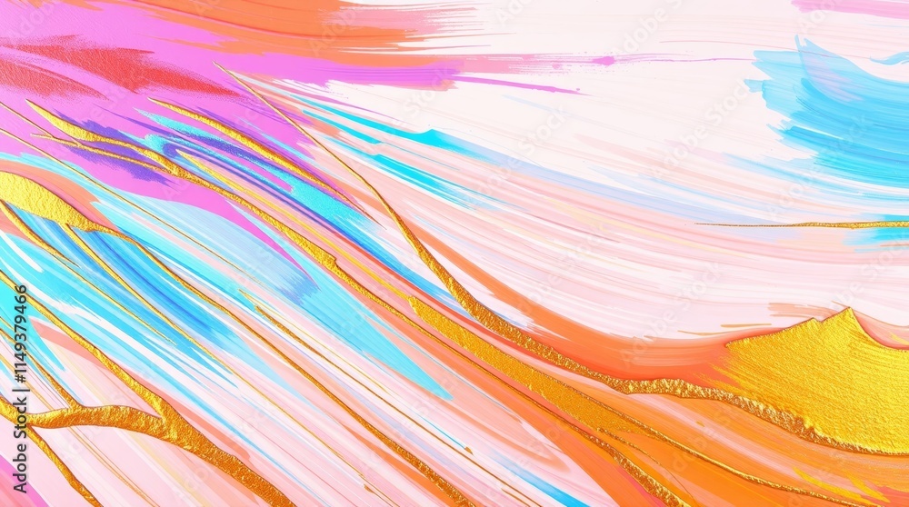 Poster vibrant abstract painting with colorful strokes and dynamic motion
