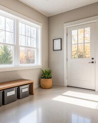 Fototapeta premium Bright and airy entryway with natural light and modern decor