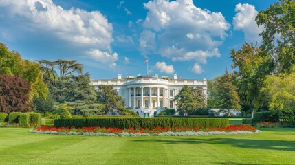 The White House in Washington, USA on a Sunny Day