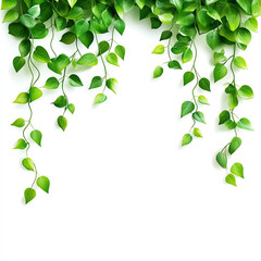 Obraz premium Vibrant green leaves cascading down a clean white background for a fresh, natural look.