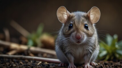 Close-up of a cute house mouse.