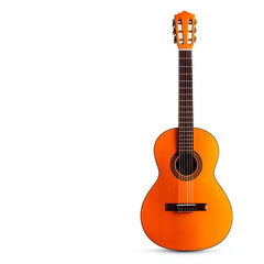 Obraz premium Vibrant orange guitar against a clean background, perfect for music enthusiasts.