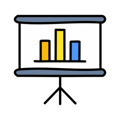 presentation board with statistics bars vector illustration design, filled style icon