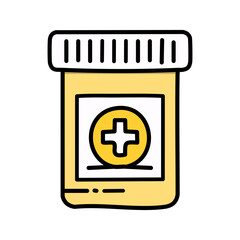 medicine bottle icon over white background, line style, vector illustration