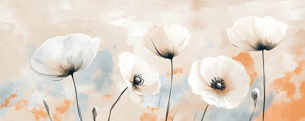 A serene illustration of delicate white flowers against a soft background.