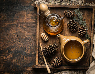 Naklejka premium Honey Tea Autumn