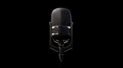 Classic Studio Microphone on Black Background for Audio Production