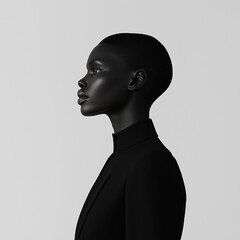 closeup black and white of a model