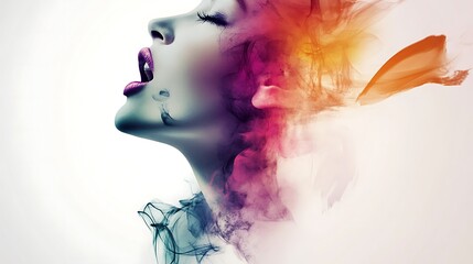 Fototapeta premium Abstract Artistic Portrait Woman with Colorful Smoke Effect