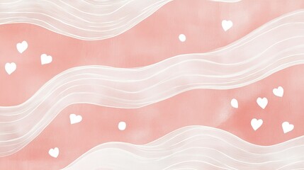 A serene Valentine's design with a light pink background and minimalist heart patterns in white for a subtle and modern vibe.