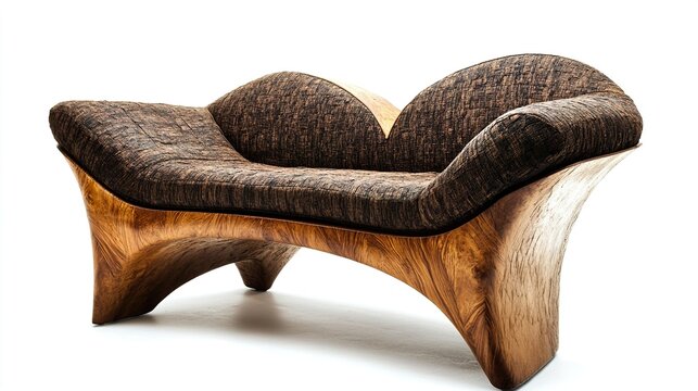 Sculptural Wooden Sofa: Modern Design & Comfort