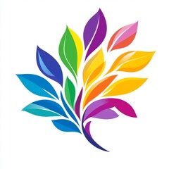 Fototapeta premium Rainbow Leaf Branch Abstract Design Colorful Artwork