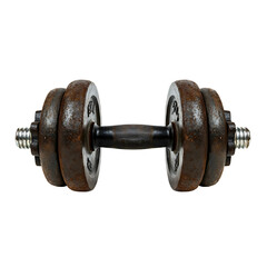 Fototapeta premium Rusty Metal Dumbbell Design With Transparent Background 