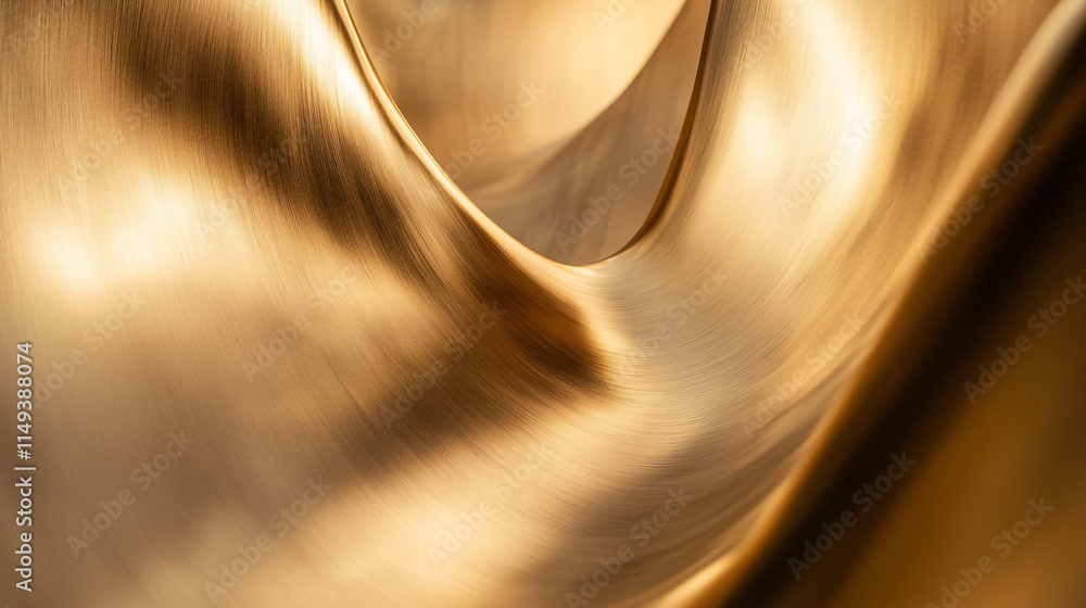 Poster abstract curves and textures in golden hues create a captivating visual experience in artistic desig