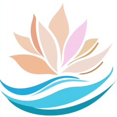 Fototapeta premium Serene Lotus Blossom Over Tranquil Waters Logo Design
