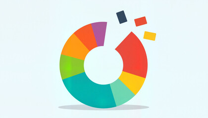 Obraz premium Colorful segmented pie chart with floating blocks