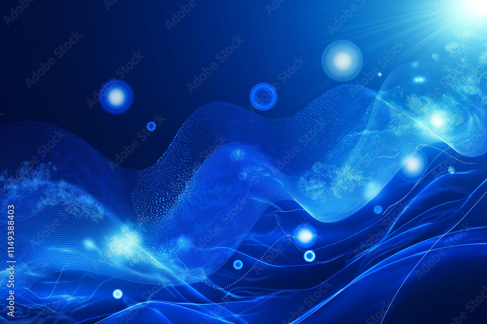 Aufkleber dynamic financial chart with fluctuating graphs and glowing elements on a blue background