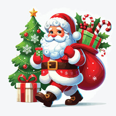 Christmas Santa Claus Isolated on white Background. Vector illustration. on white background 