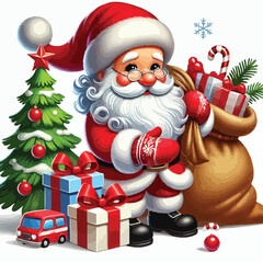 Christmas Santa Claus Isolated on white Background. Vector illustration. on white background 