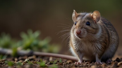 Close-up of a cute, plump rodent in its natural habitat.