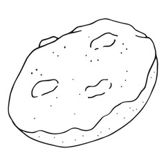 American chocolate chip cookies, vector black and white doodle element, coloring book, cute design element