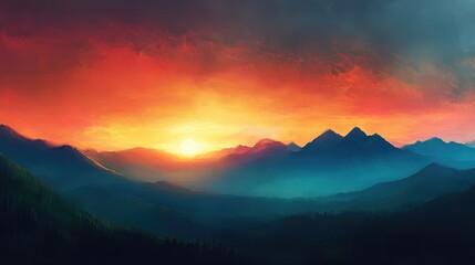 Obraz premium sunset in the mountains