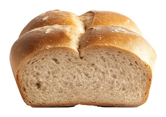 sliced loaf of bread on white background, bakery freshness concept