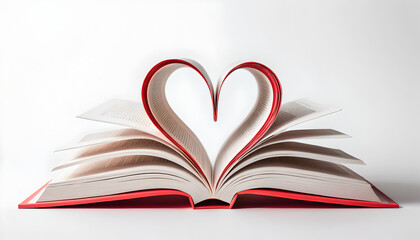 Open Book Heart Shape, Red Cover, Love - Minimalism