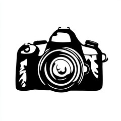 Stylish Black and White DSLR Camera Graphic Design