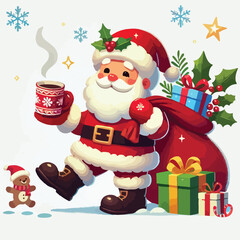 Christmas Santa Claus Isolated on white Background. Vector illustration. on white background 