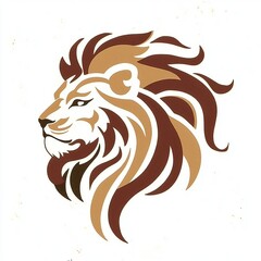 Obraz premium Stylized Lion Head Design Brown and Gold Mane Artwork