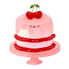 Delicious cherry cake illustration