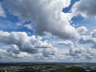 An Aerial View of Downtown and Central Derby City Centre of Midlands England, Great Britain