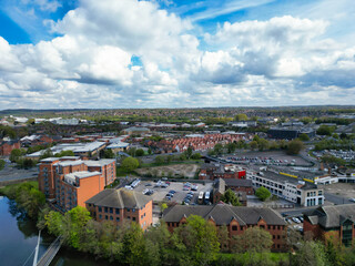 Fototapeta premium An Aerial View of Downtown and Central Derby City Centre of Midlands England, Great Britain